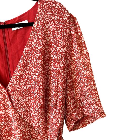 Estelle New Women's Ditsy Floral Asymmetrical Midi Dress Red Plus Size 4X Fairy - Picture 6 of 13